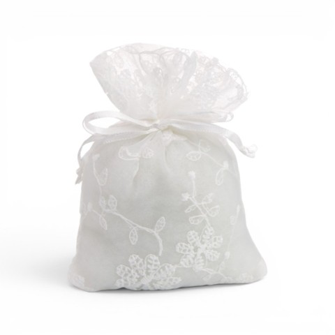 SACCHETTO RICAMATO BIANCO 10X14CM